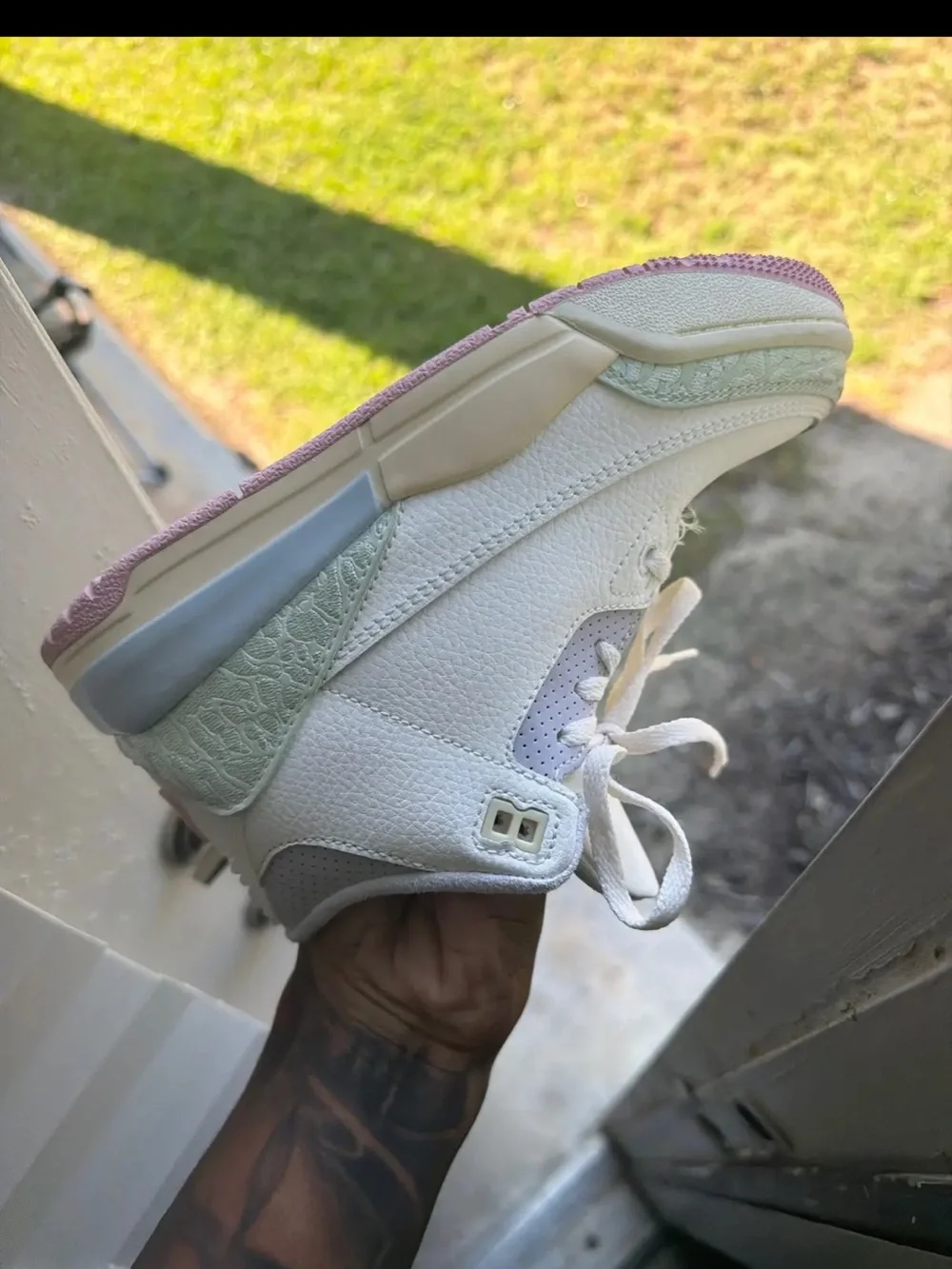 Kids Air Jordan retro 3 White Mint Pink Accent Sneakers